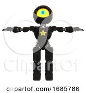 Poster, Art Print Of Bot Containing Giant Eyeball Head Design And Light Chest Exoshielding And Yellow Star And Prototype Exoplate Legs Black T-Pose