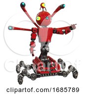 Droid Containing Oval Wide Head And Blue Led Eyes And Minibot Ornament And Light Chest Exoshielding And Prototype Exoplate Chest And Blue Eye Cam Cable Tentacles And Insect Walker Legs Red by Leo Blanchette