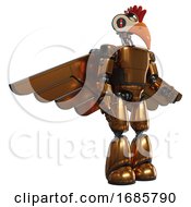 Bot Containing Bird Skull Head And Red Line Eyes And Chicken Design And Light Chest Exoshielding And Prototype Exoplate Chest And Pilots Wings Assembly And Light Leg Exoshielding Copper