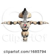 Poster, Art Print Of Mech Containing Gatling Gun Face Design And Light Chest Exoshielding And Red Energy Core And Jet Propulsion Off-White T-Pose