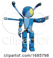Poster, Art Print Of Cyborg Containing Round Head Yellow Happy Face And Light Chest Exoshielding And Prototype Exoplate Chest And Blue-Eye Cam Cable Tentacles And Prototype Exoplate Legs Blue