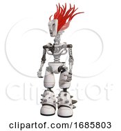 Poster, Art Print Of Cyborg Containing Humanoid Face Mask And Binary War Paint And Light Chest Exoshielding And No Chest Plating And Light Leg Exoshielding And Spike Foot Mod White Standing Looking Right Restful Pose