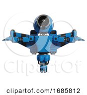 Poster, Art Print Of Robot Containing Cable Connector Head And Light Chest Exoshielding And Prototype Exoplate Chest And Stellar Jet Wing Rocket Pack And Jet Propulsion Blue T-Pose