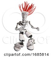 Poster, Art Print Of Cyborg Containing Humanoid Face Mask And Binary War Paint And Light Chest Exoshielding And No Chest Plating And Light Leg Exoshielding And Spike Foot Mod White Fight Or Defense Pose