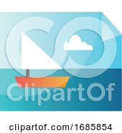 Poster, Art Print Of Minimalistic Vector Illustration Of An Image Of The Sea On A White Background