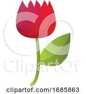Poster, Art Print Of Simple Vector Illustration Of A Red Flower On A White Background