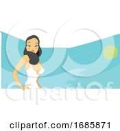 Poster, Art Print Of Hot Brunette Woman In White Swimsuit