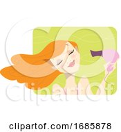 Poster, Art Print Of Redhead Woman Drying Her Hair