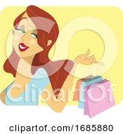 Poster, Art Print Of Cute Redhead Woman With Shopping Bags