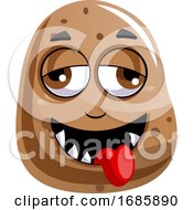 Potato Sticking His Red Tongue Out Illustration