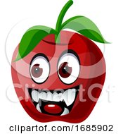 Poster, Art Print Of Red Apple With Vampire Teeth Illustration