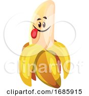 Poster, Art Print Of Pealed Banana With Tongue Out Illustration
