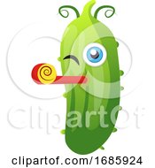 Poster, Art Print Of Cucumber At A Birthday Party Illustration