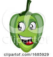 Happy Green Capsicum Illustration