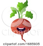 Poster, Art Print Of Happy Red Turnip With Green Leaf Illustration