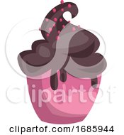 Pink Icecream Cup With Chocolate Icecream And Pink Sprinkles On Top