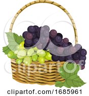 Poster, Art Print Of Fresh Grapes In Basket