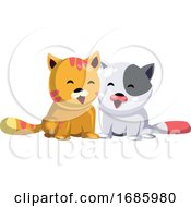 Poster, Art Print Of Yellow Cat And White Cat Smiling