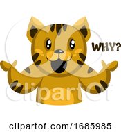 Poster, Art Print Of Yellow Cat With Brown Stripes Saying Why