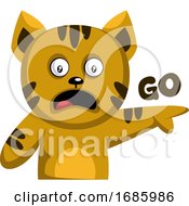 Poster, Art Print Of Yellow Cat Pointing Finger And Saying Go