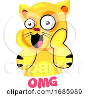 Poster, Art Print Of Yellow Suprised Cat Saying Omg