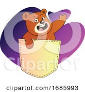 Poster, Art Print Of Brown Bear Waving From A Pocket