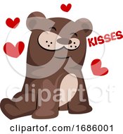 Poster, Art Print Of Brown Bear In Love Saying Kisses