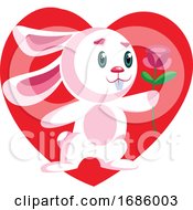 Pink Bunny Holding A Dark Pink Rose by Morphart Creations