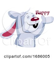 Poster, Art Print Of Happy White Rabbit