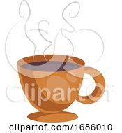 Orange Cup Of Coffe Vector Illustration On White Background