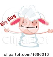 Poster, Art Print Of Cute Sheep With Spreaded Hands For A Hug Vector Illustration On A White Background