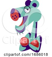 Poster, Art Print Of Blue Panther Vector Illustration On A White Background