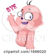 Poster, Art Print Of Baby Waving And Saying Bye Vector Illustration On A White Background