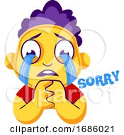 Poster, Art Print Of Yellow Boy Crying And Saying Sorry Vector Illustration On A White Background