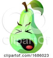 Poster, Art Print Of Pear Sick Face Illustration Vector On White Background