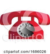 Poster, Art Print Of Old Red Telephone Vector Illustration On A White Background