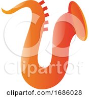 Poster, Art Print Of Simple Vector Illustration Of A Orange Trumpet On White Background