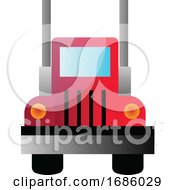 Poster, Art Print Of Vector Illustration Of A Front View Of A Big Red Truck On White Background