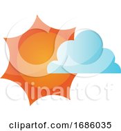 Vector Illustration Of A Sun Covered With A Cloud On White Background