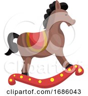 Cute Swinging Horse Vector Illustration On A White Background