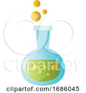 Poster, Art Print Of Vector Illustration Of A Chemical Beaker With Green Fluid In It On White Background
