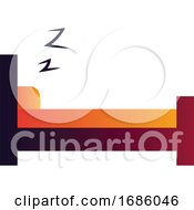 Poster, Art Print Of Purple And Orange Bed Simple Vector Illustration On A White Background