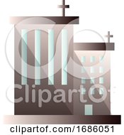 Two Dark Grey Building Vector Illustration On A White Background