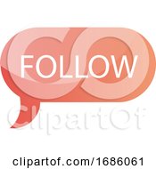 Pink Follow Message Bubble Vector Icon Illustration On White Background
