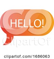 Poster, Art Print Of Orange Hello Message Bubble Vector Icon Illustration On A White Background