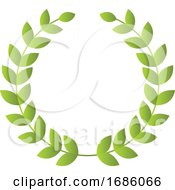 Poster, Art Print Of Light Green Leaves Forming A Wreath Vector Illustration On A White Background