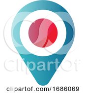 Poster, Art Print Of Vector Illustration Of A Blue And Red Location Icon On A White Background