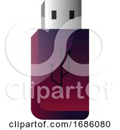 Poster, Art Print Of Deep Purple And Pink Usb Flashdrive Simple Vector Illustration On A White Background