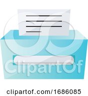 Poster, Art Print Of Blue Printer With A Paper Vector Illustration On A White Background