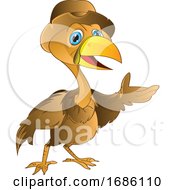 Golden Bird With A Hat Illustration